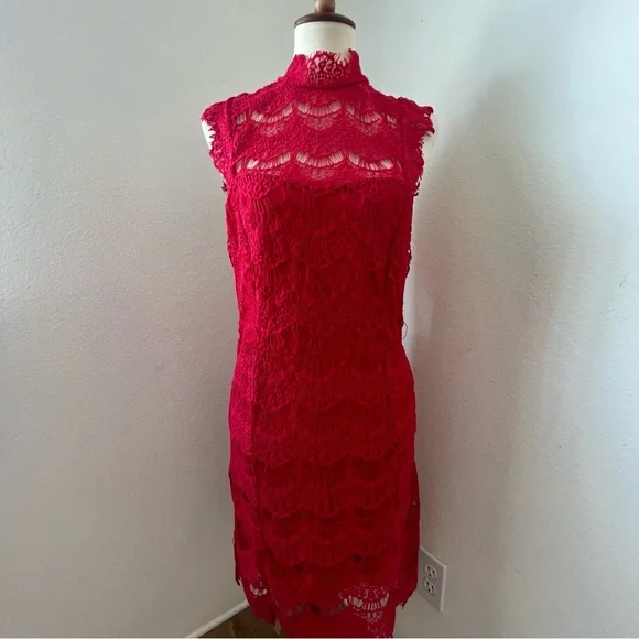 NWT Free People Red Lace Dress - Picture 3 of 13